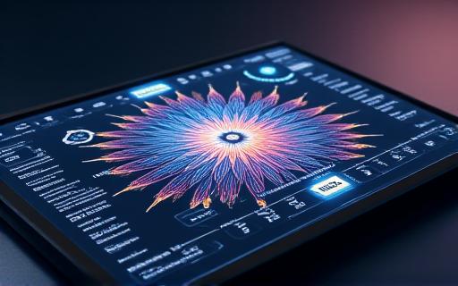 A sleek user interface showing generative patterns for textile design.