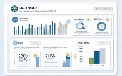 A dashboard with charts and graphs showing craft market sales trends.